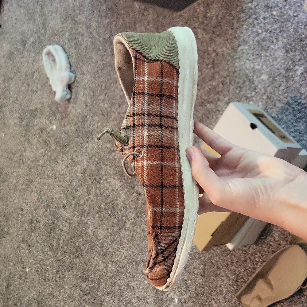 Plaid slide on shoes